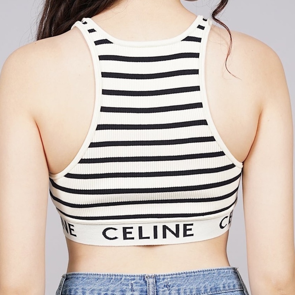 Celine Striped Ribbed Crop Top - Picture 2 of 6